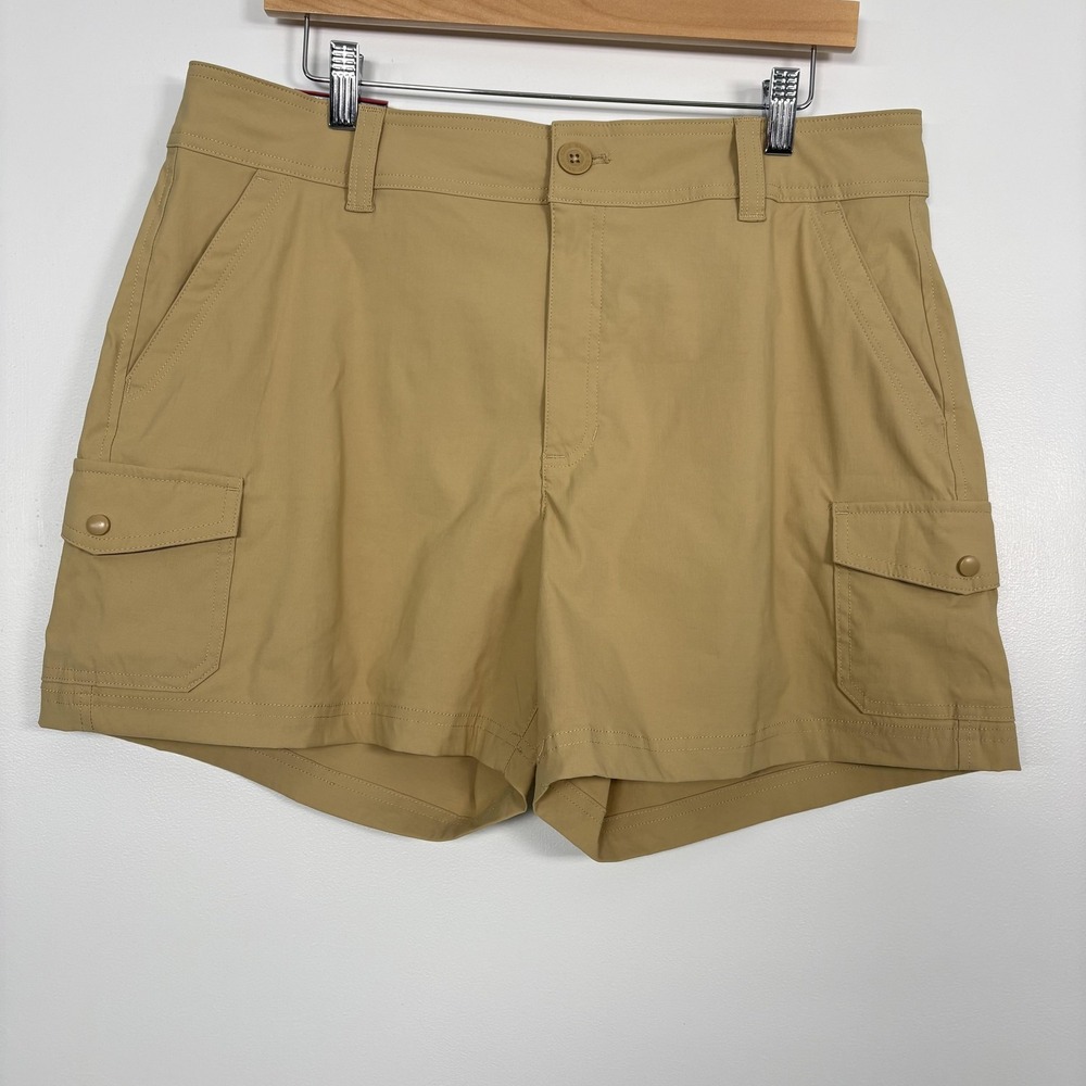 Eddie Bauer Shorts Womens 14 Beige Cargo Pocket Short Nylon Stretch 5 In Hiking